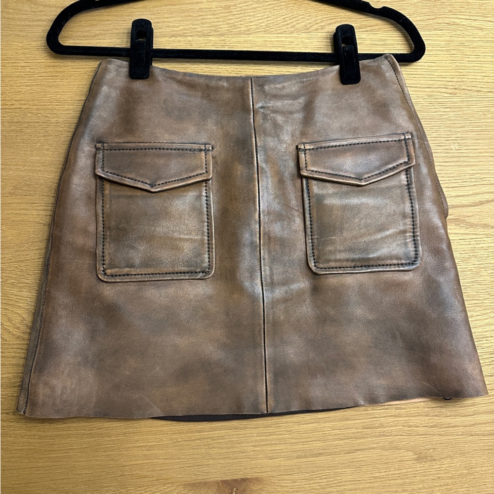 Sandro Brown Leather Mini Skirt 🤎
